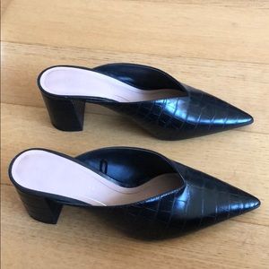 Zara snake print black mules